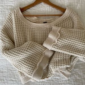 Free People Ivory Knit Baggy Sweater